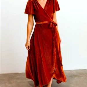 Baltic Born in loom copper wrap velvet dress S